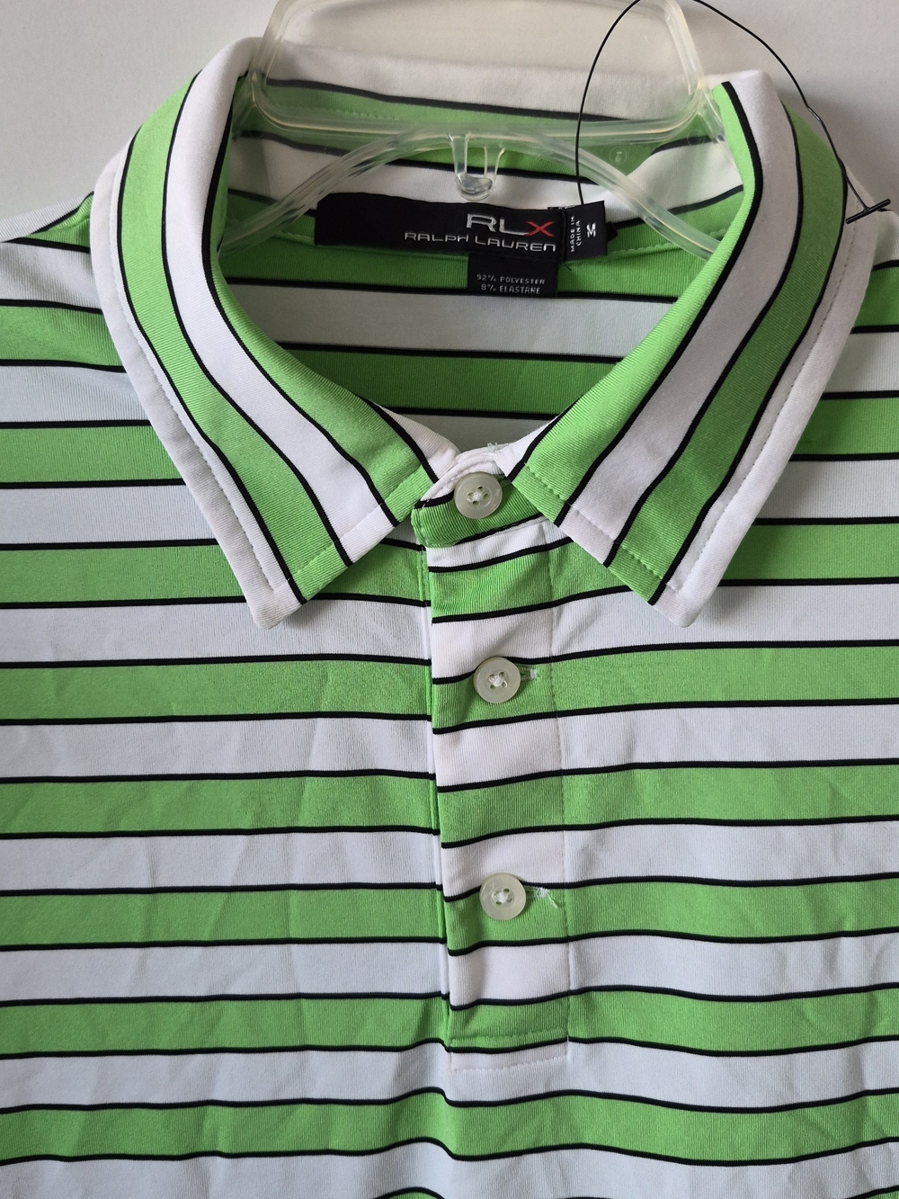 Ralph Lauren Men’s Green & White Striped Golf Polo Shirt Sz M
